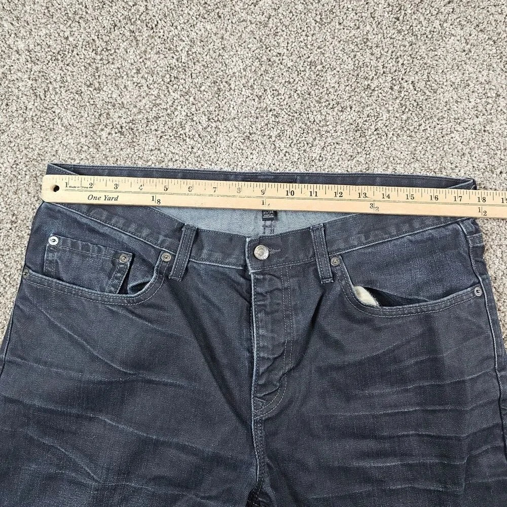 Banana Republic Jeans Mens 35x33 Black Vintage Straight Distressed Whiskering